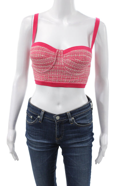 Elisabetta Franchi Women Camisole Pink Checked Sweetheart Spaghetti Size 40