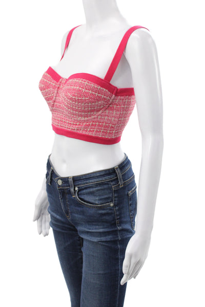 Elisabetta Franchi Women Camisole Pink Checked Sweetheart Spaghetti Size 40