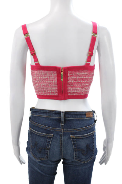 Elisabetta Franchi Women Camisole Pink Checked Sweetheart Spaghetti Size 40
