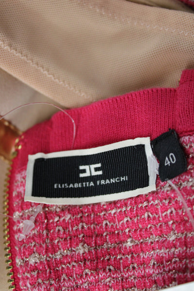 Elisabetta Franchi Women Camisole Pink Checked Sweetheart Spaghetti Size 40