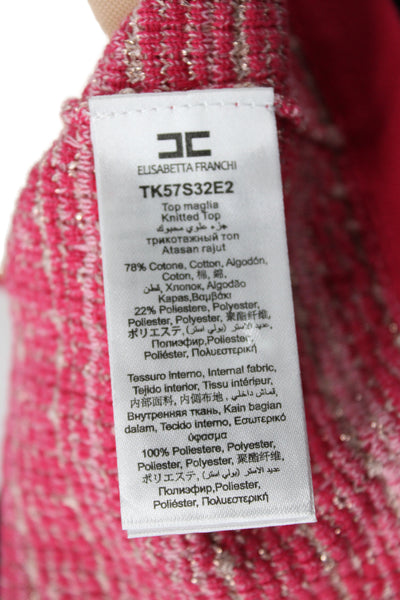 Elisabetta Franchi Women Camisole Pink Checked Sweetheart Spaghetti Size 40