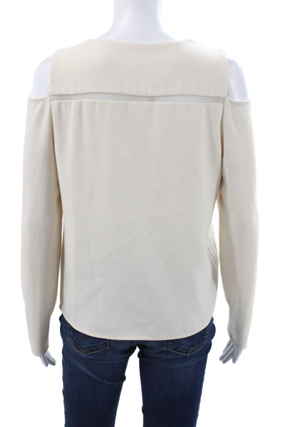 Cooper & Ella Women Beige V-Neck Long Sleeve Pullover Basic Blouse Size S