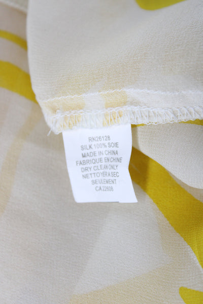 Echo Womens Maxi Dress Yellow Silk V-Neck Tie Mid-Calf Long Sleeve Size S