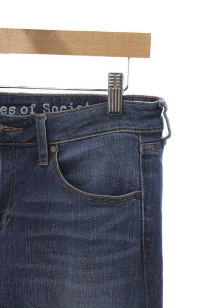 Articles of Society Womens Flared Jeans Blue Button Mid Rise Cotton Size 27