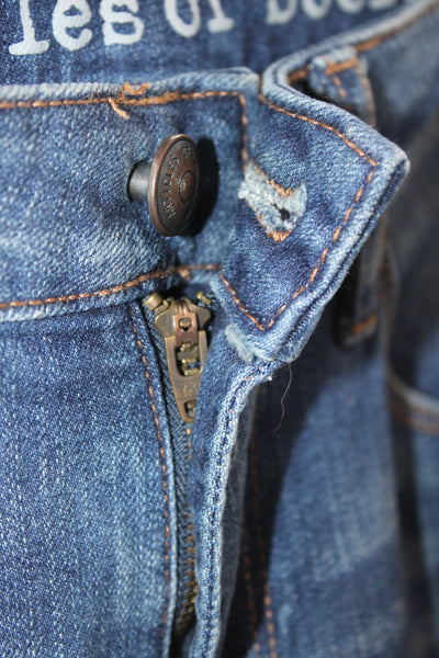 Articles of Society Womens Flared Jeans Blue Button Mid Rise Cotton Size 27