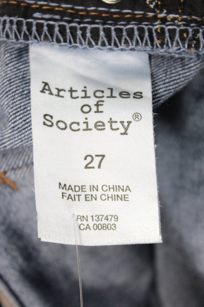 Articles of Society Womens Flared Jeans Blue Button Mid Rise Cotton Size 27