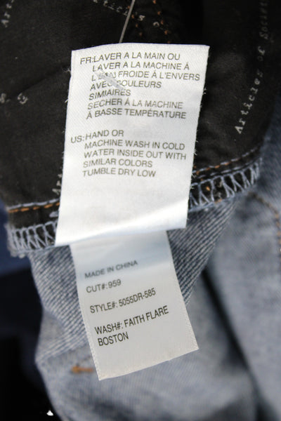 Articles of Society Womens Flared Jeans Blue Button Mid Rise Cotton Size 27