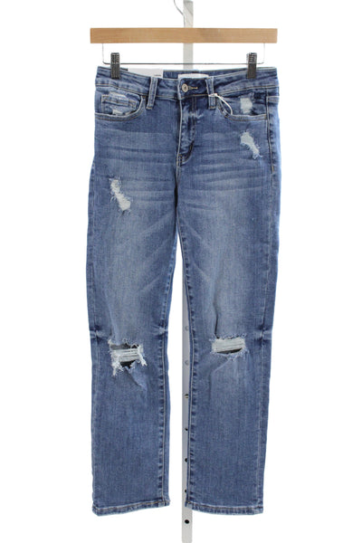 Vervet Womens Blue High Rise Straight Jeans Button Cotton Blend Size 26