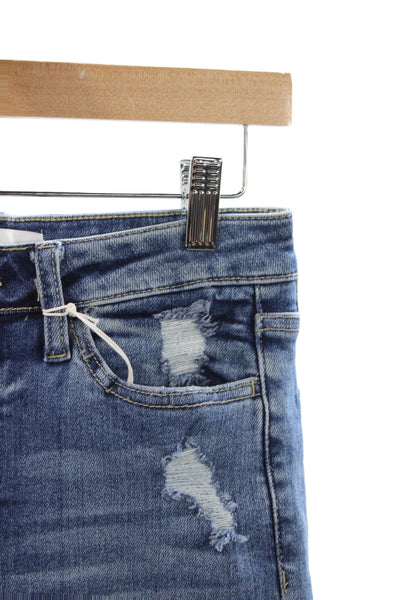Vervet Womens Blue High Rise Straight Jeans Button Cotton Blend Size 26