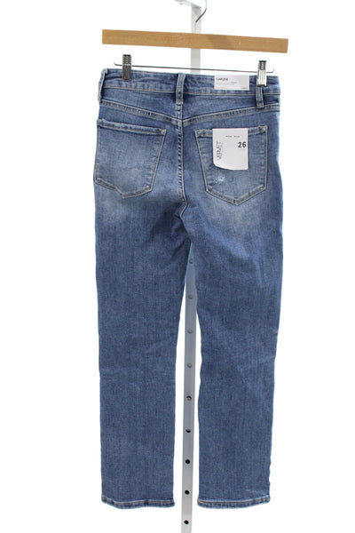 Vervet Womens Blue High Rise Straight Jeans Button Cotton Blend Size 26