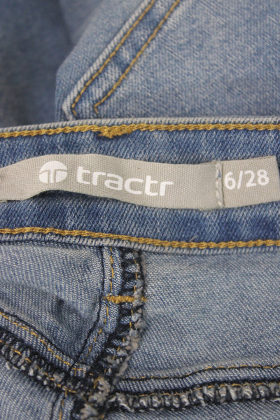 Tractr Women Flared Jeans Blue Cotton High Rise Button 29 Inseam Size 28