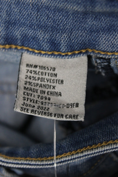 Tractr Women Flared Jeans Blue Cotton High Rise Button 29 Inseam Size 28