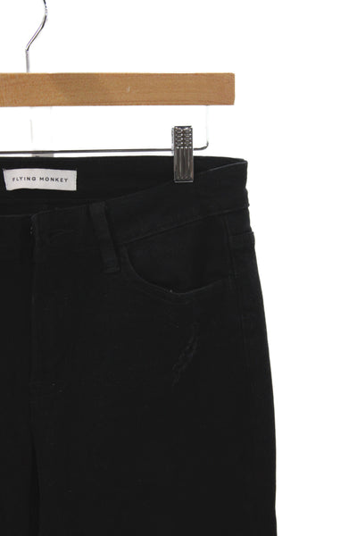 Flying Monkey Women Black Flared Jeans High Rise Button Size 26