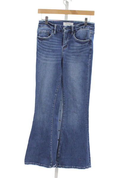 Vervet Womens Flared Jeans High Rise Blue Cotton Inseam 28 Size 26