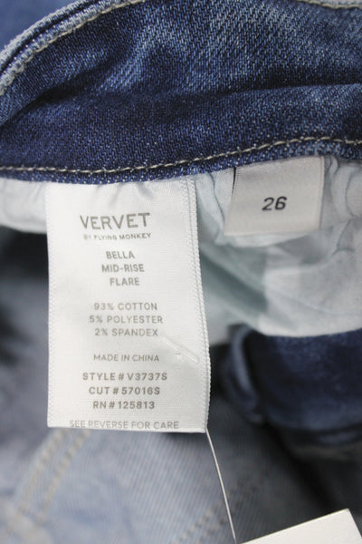 Vervet Womens Flared Jeans High Rise Blue Cotton Inseam 28 Size 26