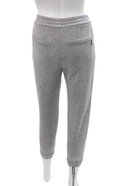 Brunello Cucinelli Womens Glitter Print Elastic Jogger Sweatpants Silver Size 10