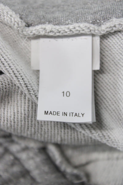 Brunello Cucinelli Womens Glitter Print Elastic Jogger Sweatpants Silver Size 10