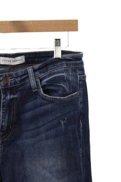 Flying Monkey Women Skinny Blue Jeans Cotton Mid Rise Inseam 27 Size 29