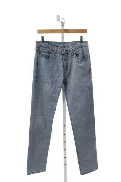 Levis Mens Slim Blue Jeans Button Cotton Casual Solid Size 32