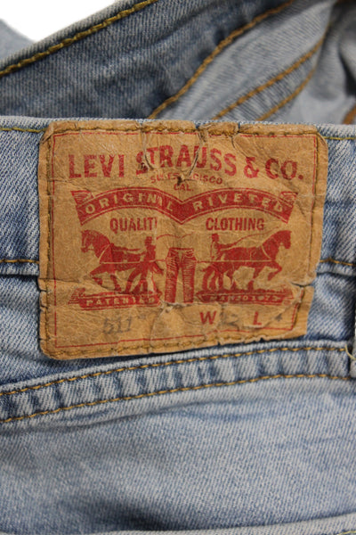 Levis Mens Slim Blue Jeans Button Cotton Casual Solid Size 32