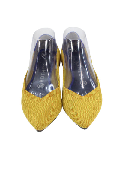 Rothys Womens The Point Knit Slip-On Casual Flats Yellow Size 8