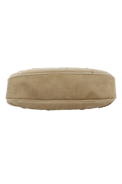 Lulu Guinness Womens Corduroy Toggle Closure Shoulder Handbag Beige
