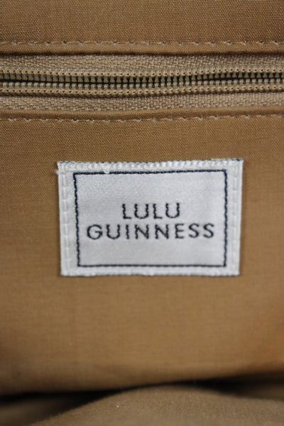 Lulu Guinness Womens Corduroy Toggle Closure Shoulder Handbag Beige