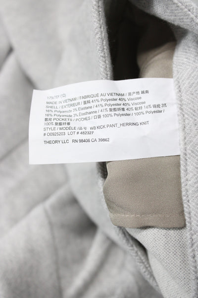 Theory Womens Cropped Gray Herringbone Pants Zip Closure Size 12