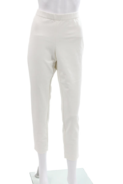 Lafayette 148 New York Womens Faux Leather Ankle Pants White Size M