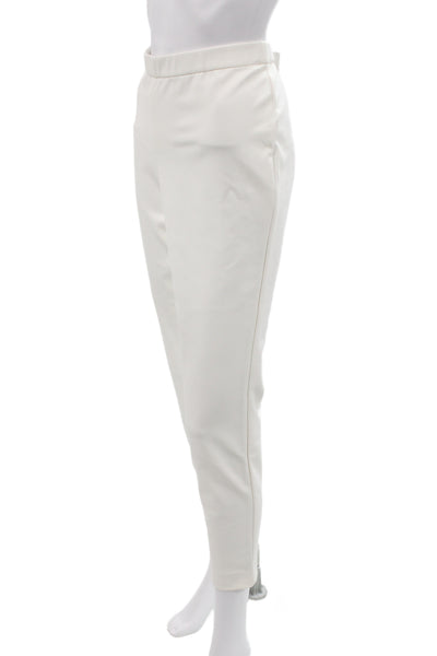 Lafayette 148 New York Womens Faux Leather Ankle Pants White Size M