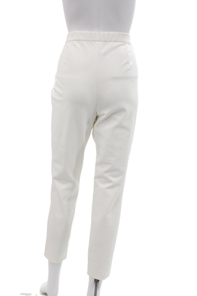 Lafayette 148 New York Womens Faux Leather Ankle Pants White Size M