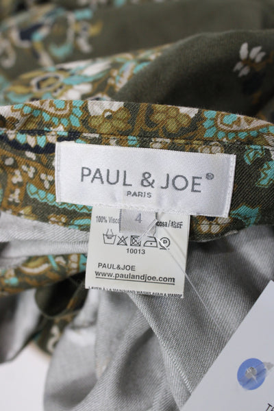 Paul & Joe Women Tunic Blouse Green Paisley Collared Viscose Long Sleeve Size 4