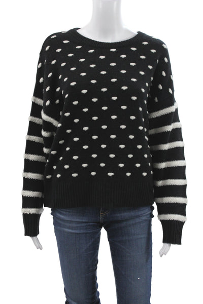 The Cashmere Project Women Pullover Crew Black Polka Dot Longsleeve Size M