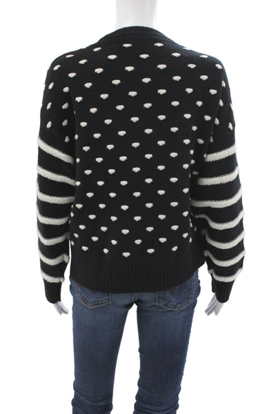 The Cashmere Project Women Pullover Crew Black Polka Dot Longsleeve Size M
