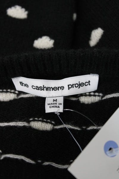 The Cashmere Project Women Pullover Crew Black Polka Dot Longsleeve Size M