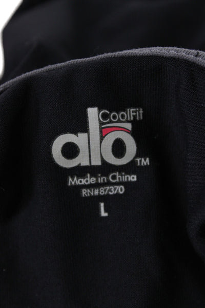 Alo Womens Full Zip Long Sleeve Hooded Active Top Black Size Large