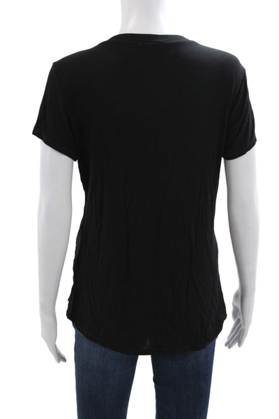 Natacha Womens Basic Black V Neck Short Sleeve T-Shirt Size S