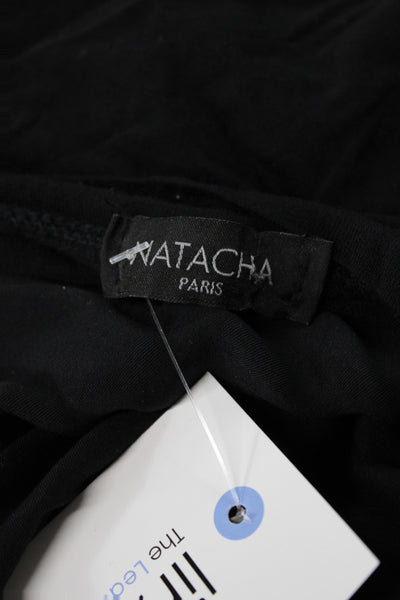 Natacha Womens Basic Black V Neck Short Sleeve T-Shirt Size S
