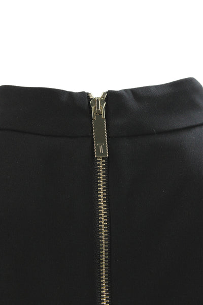 Ted Baker London Women Black Basic Blouse Mock Neck Long Sleeve Button Size 2