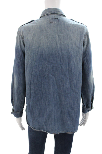 Ted Baker London Women Black Basic Blouse Mock Neck Long Sleeve Button Size 2