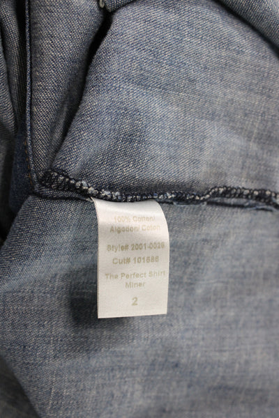 Current/Elliott Womens Blue Cotton Button-Up Long Sleeve Size 2