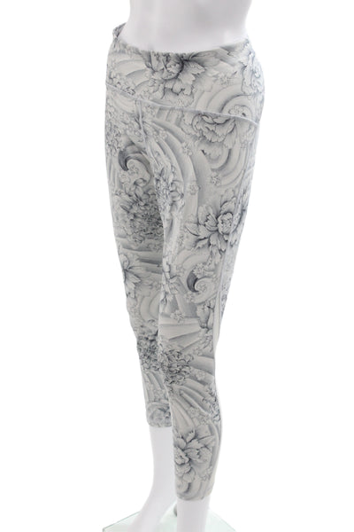 Lululemon Women Cropped Floral Gray Leggings Size 10