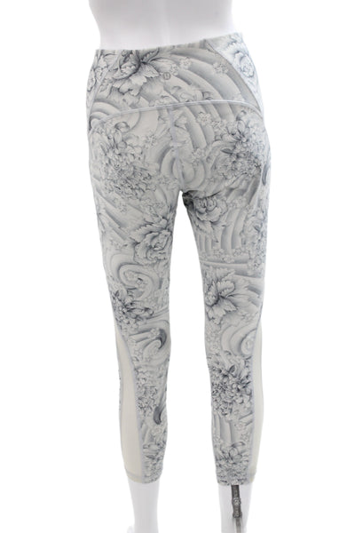 Lululemon Women Cropped Floral Gray Leggings Size 10