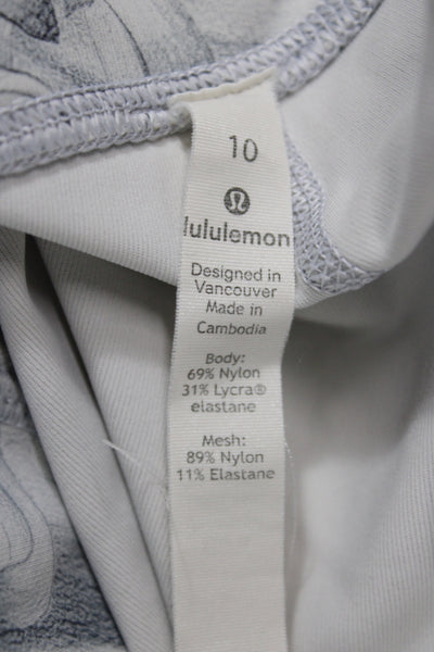 Lululemon Women Cropped Floral Gray Leggings Size 10