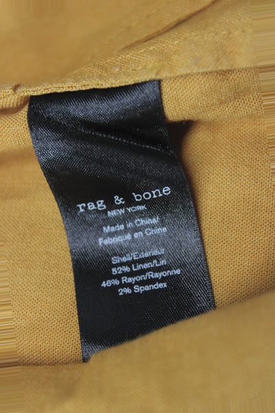 Rag & Bone Womens Yellow Linen Shirt Dress Sleeveless Collared Midi Size 6
