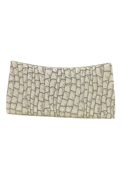Jim Thompson Womens Printed Button Closure Clutch Handbag Gold Black