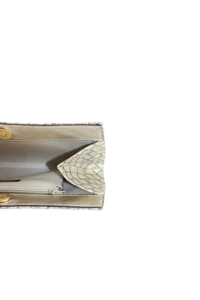 Jim Thompson Womens Printed Button Closure Clutch Handbag Gold Black