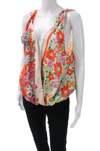 Free People Women Camisole Multicolor Floral V-Neck Sleeveless Size M
