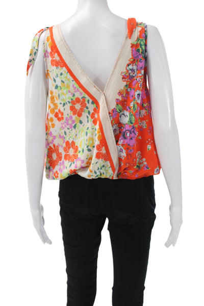 Free People Women Camisole Multicolor Floral V-Neck Sleeveless Size M