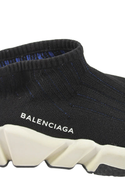 Balenciaga Womens Knitted Speed Cloth Low Trainers Sneakers Black Size EUR 37